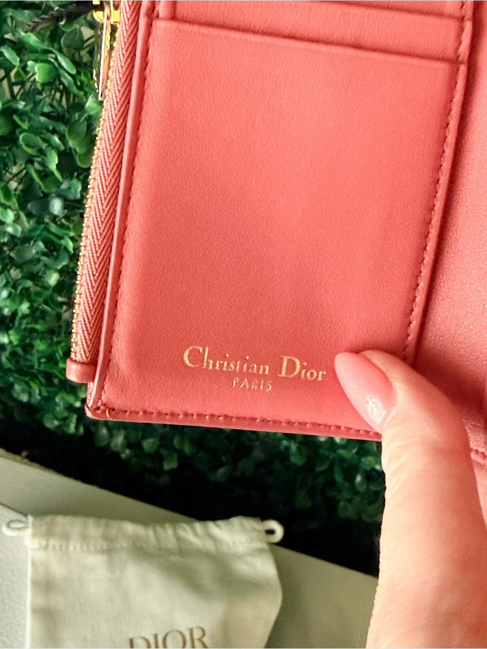 Dior Pink Compact Leather Wallet with CD Logo Authentic with COA